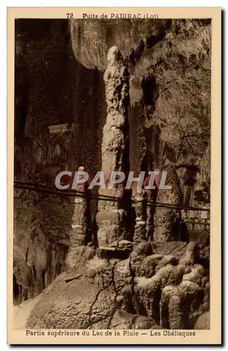 Cartes postales Puits de Padirac Partie superieure du lac de la pluie Les obelisques