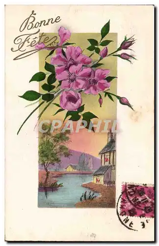 Cartes postales Fantaisie Fleurs Bonne fete