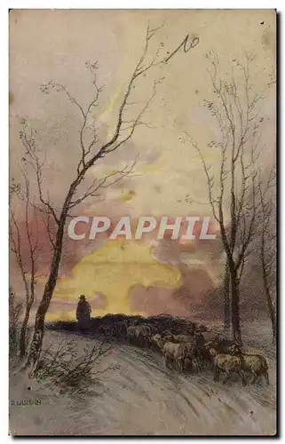 Cartes postales Fantaisie Paysage brebis