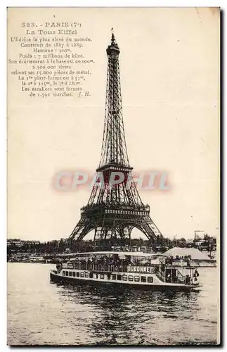 Ansichtskarte AK Paris la Tour Eiffel Peniche