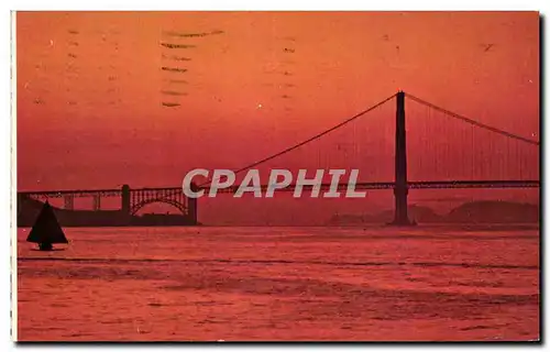 Moderne Karte Etats Unis San Francisco California The goldan gat bridge at Sundown