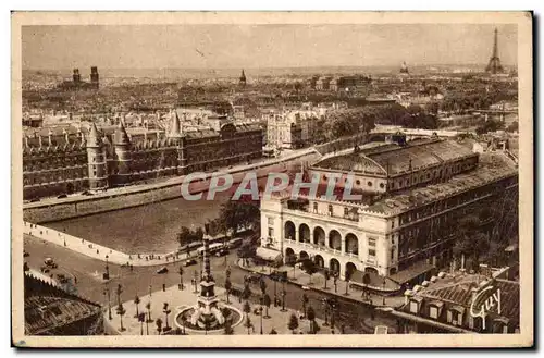 Moderne Karte Paris Panorama sur la place du Chatelet et le palais de justice