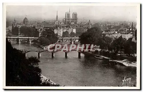 Moderne Karte Paris la Cite Notre DAme et les ponts