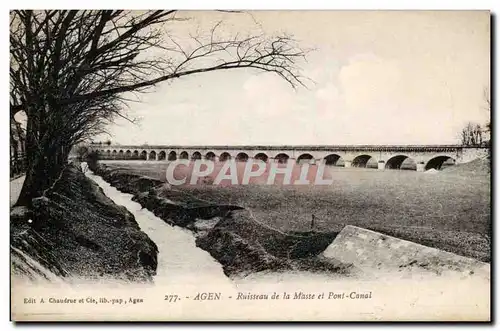 Ansichtskarte AK Agen Ruisseau de la Masse et pont canal