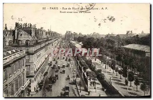 Paris Ansichtskarte AK Rue de Rivoli vers le Louvre