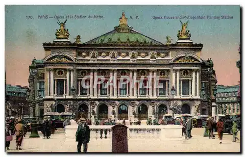 Paris Cartes postales Opera et station du metro