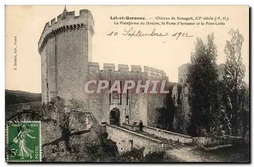 Environs d&#39Agen Chateau Bonnaguil Ansichtskarte AK La plateforme du donjon La porte d&#39honneur et le pont le