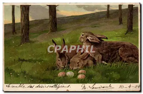 Ansichtskarte AK Lapins Lapin rabbit Paques oeufs