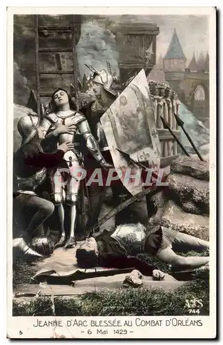 Ansichtskarte AK Fantaisie Jeanne d&#39arc blessee au combat d&#39Orleans 6 mai 1429