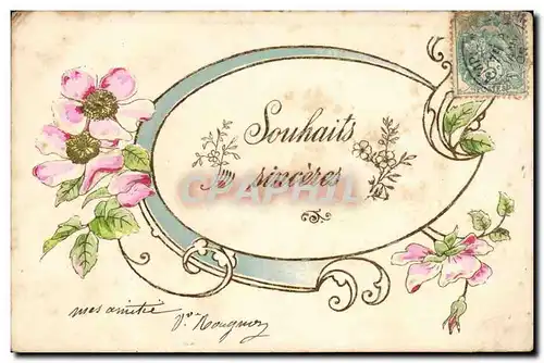 Cartes postales Fantaisie Souhaits sinceres (fleurs)
