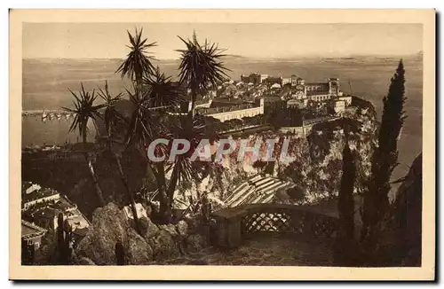 Cartes postales Le rocher de Monaco vu des jardins exotiques