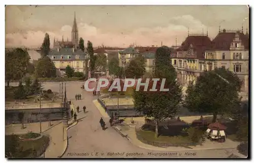 Cartes postales Mulhausen Mulhouse Bahnhof gesehen Hauptpostamt