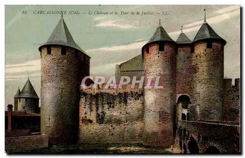 Ansichtskarte AK Cite de Carcasonne le chateau et la tour de Justice