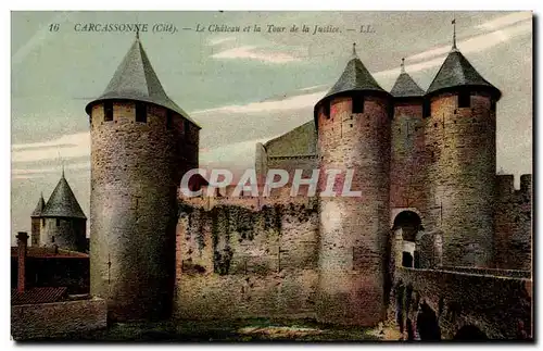Cartes postales Cite de Carcasonne le chateau et la tour de Justice