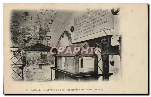 Cartes postales Carmes CRypte ou sont conservees les traces de sang