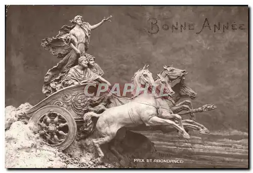 Cartes postales Fantaisie Bonne anee Paix et abondace Chevaux