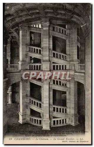 Cartes postales Chambord Le chateau Le grand escalier