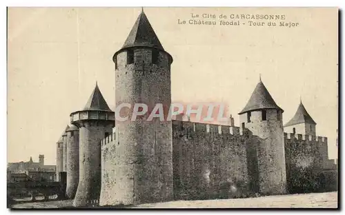 Ansichtskarte AK Cite de Carcassonne Le chateau feodal Tour du major