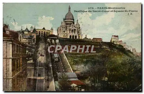 Paris Ansichtskarte AK Basilique du Sacre Coeur de Montmartre et square St Pierre