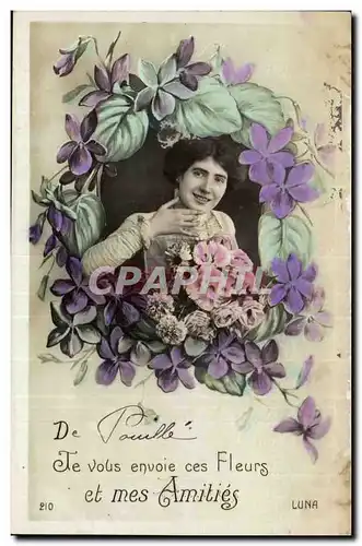 Cartes postales Fantaisie Femme De Pouille je vous envoie ces fleurs