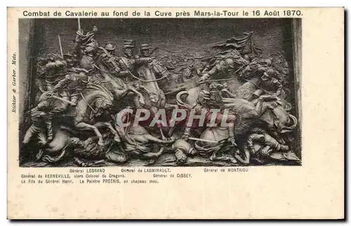 Cartes postales Combat de cavalerie au fond de la cuve pres Mars la Tour le 16 aout 1870 ( militaria )