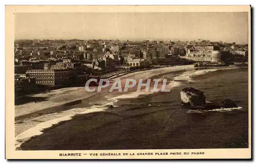 Cartes postales Biarritz Vue generale de la grande plage prise du phare (lighthouse)