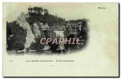 Cartes postales Paris Les Buttes Chaumont le pont suspendu