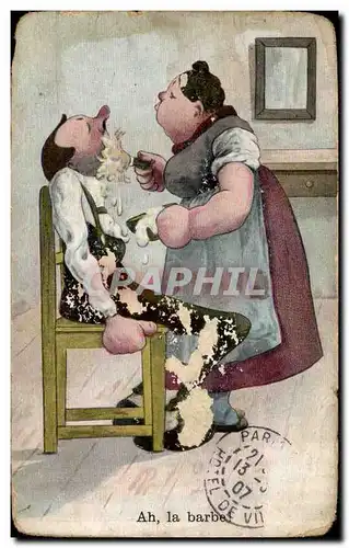Cartes postales Humour Ah la barbe ( coiffeur barbier)