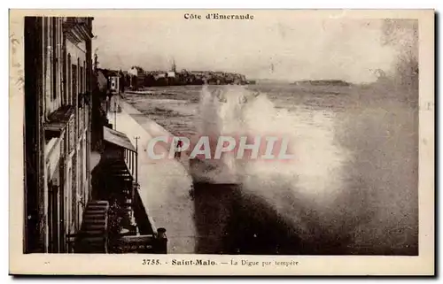 Cartes postales Saint Malo la digue par tempete