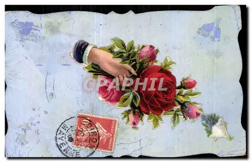 Cartes postales Fantaisie Fleur et main