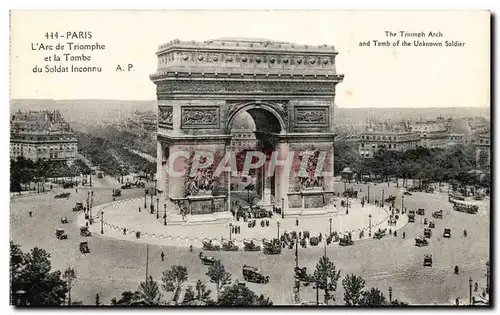 Paris Cartes postales L&#39arc de triomphe et la tombe du soldat inconnu