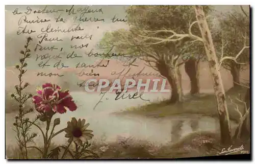 Cartes postales Fantaisie Fleurs Paysage bucolique