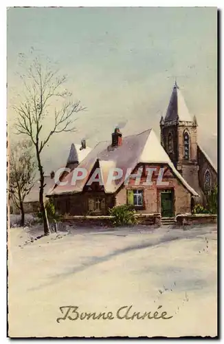 Ansichtskarte AK Fantaisie Paysage Bonne annee Maison sous la neige