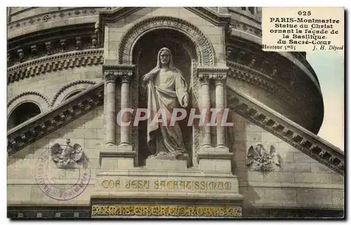 Paris Cartes postales Montmartre Statue du christ ornant la facade de la basilique du Sacre Coeur