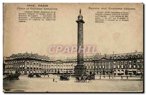 Paris Cartes postales Place et colonne Vendome