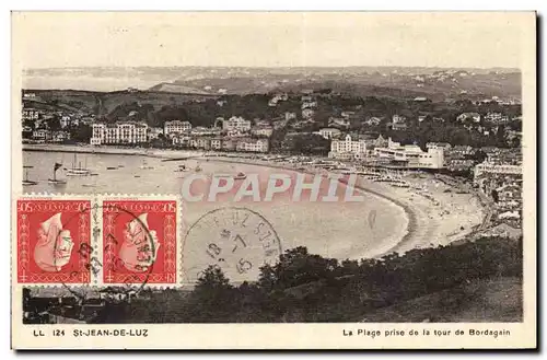 Cartes postales Saint Jean de Luz La plage prise de la tour de Bordagain