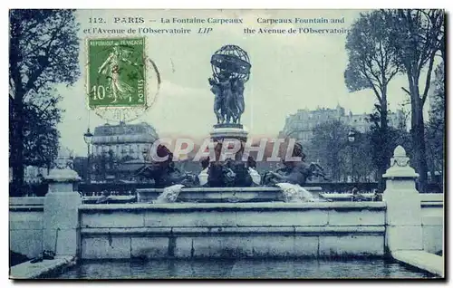 Paris Cartes postales La fontaine Carpeaux et l&#39avenue de l&#39observatoire