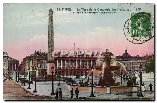 Paris Ansichtskarte AK La place de la Concorde Les fontaines