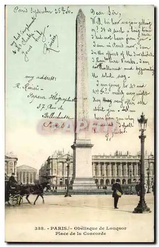 Paris Ansichtskarte AK Obelisque de Louqsor Place de la Concorde