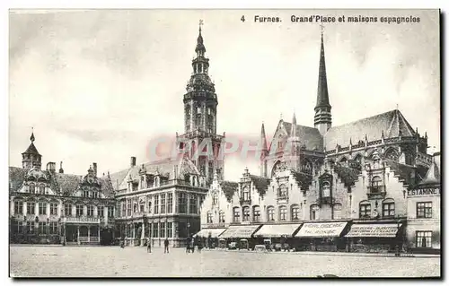 Cartes postales Furnes Grand place et maisons espagnoles