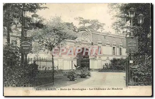 Paris Ansichtskarte AK Bois de boulogne Le chateau de madrid