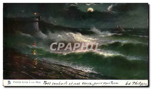 Cartes postales Fantaisie pleine lune a la mer