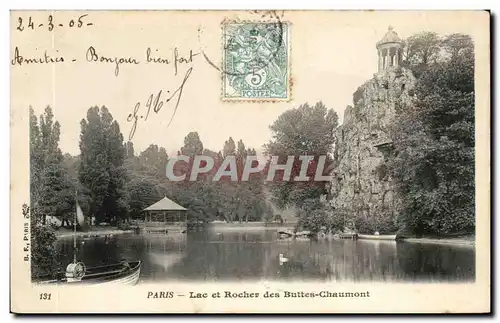 Cartes postales Paris Lac et rocher des Buttes Chaumont