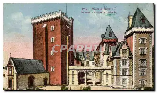 Cartes postales Chateau de Pau Donjon FAcade et entree