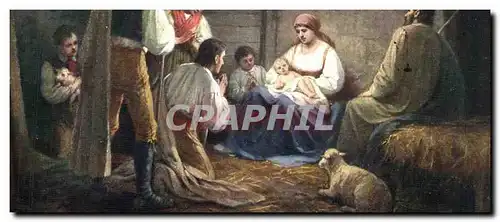 Cartes postales Fantaisie Christ dans la bergerie Noel Christmas
