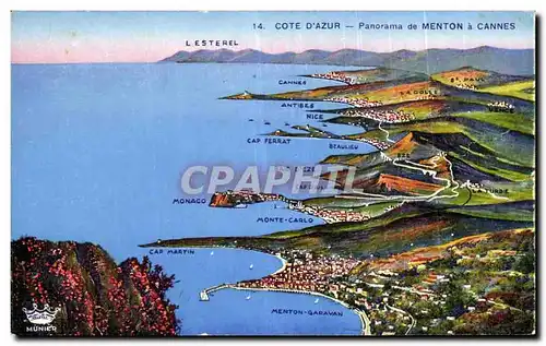 Cartes postales panorama de Menton a Cannes