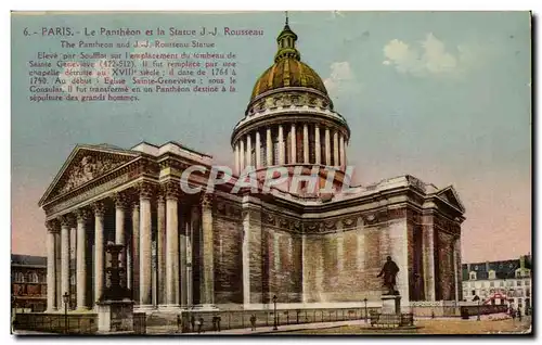 Paris Ansichtskarte AK Pantheon et la statue de JJ Rousseau