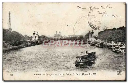 Paris Ansichtskarte AK Perspective sur la SEine le pont Alexandre III