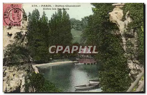 Paris Cartes postales Buttes Chaumont Entre les rochers