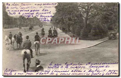 Paris Cartes postales the avenue of the wood of Boulogne (horses horse)
